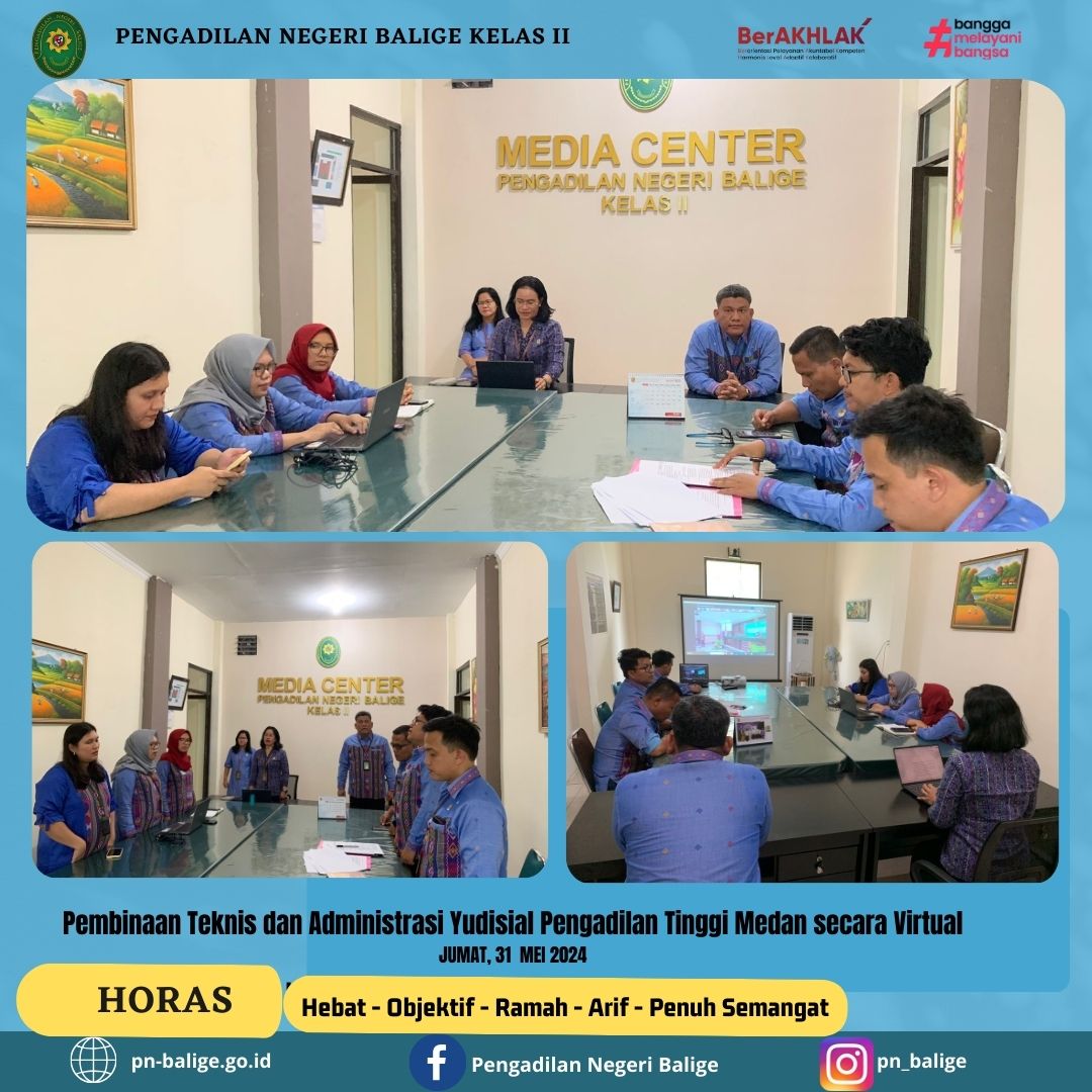 Pembinaan Teknis dan Administrasi Yudisial Pengadilan Tinggi Medan secara Virtual 
